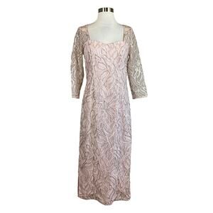 JS Collections Sequined Long Sleeve Midi Sheath Evening Gown Pink Size 6 Dress